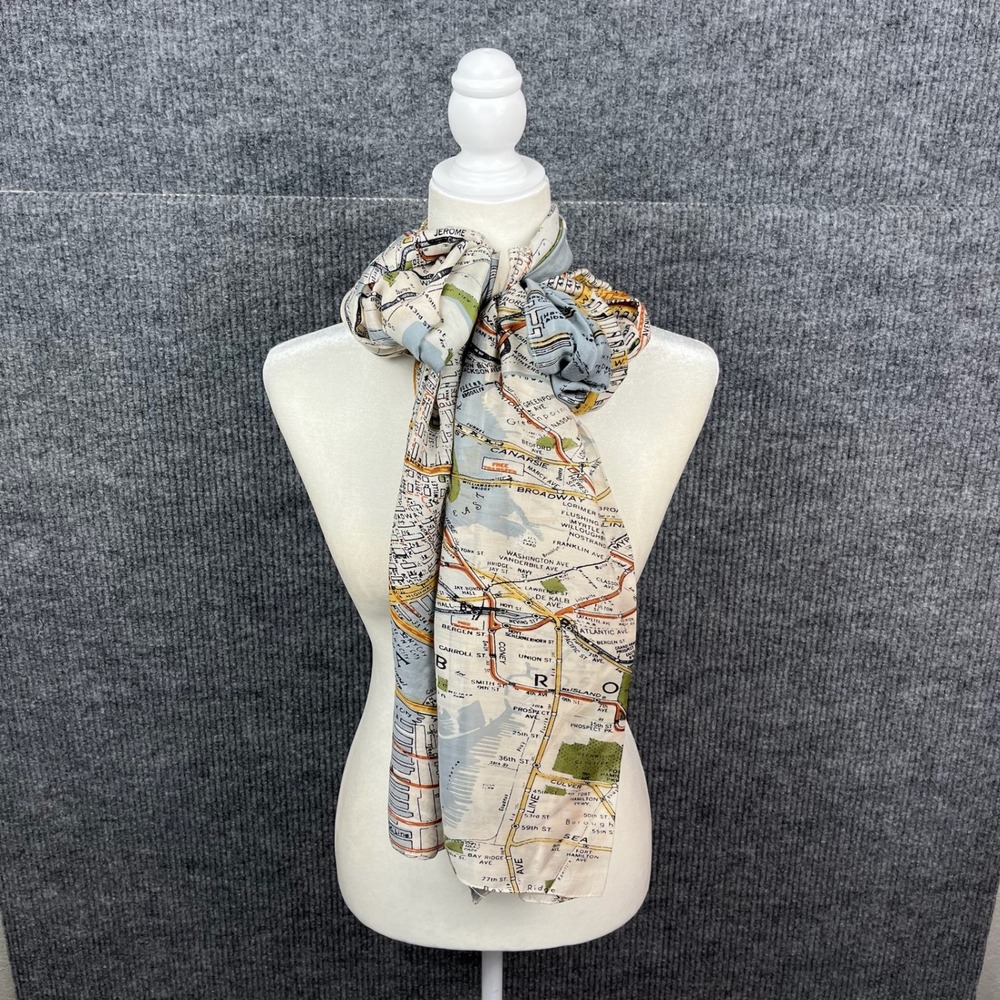 One Hundred Stars Scarf Wrap Womens New York City Subway Street Map Lightweight - Picture 4 of 10